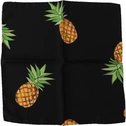 Dolce & Gabbana Black Pineapple Printed Square Handkerchief Scarf