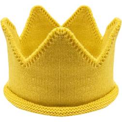 Wrapables baby birthday party knitted crown headband beanie cap hat, yellow