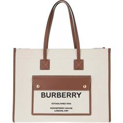 Burberry Womens Natural/tan Freya Brand-print Canvas Tote bag