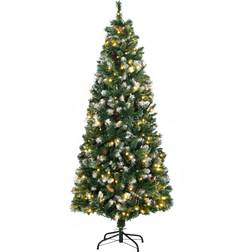 Homcom 6ft Tall Skinny Prelit Artificial Holiday 703 Christmas Tree