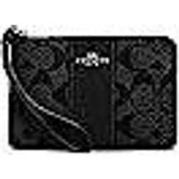 Coach Corner Zip Wristlet In Signature Canvas - Silver/Graphite/Black