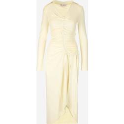 Off-White Vi-Crepe Draped Midi Dress - Hvid
