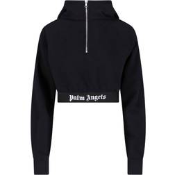 Palm Angels logo-strap cotton cropped sweatshirt women Polyester/Spandex/Elastane/Cotton/Polyamide Black