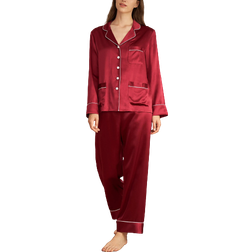 LilySilk Women's 22 Momme Chic Trimmed Pajamas Set - Claret