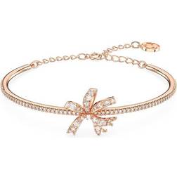 Swarovski Volta bangle, Bow, White, Rose gold-tone plated