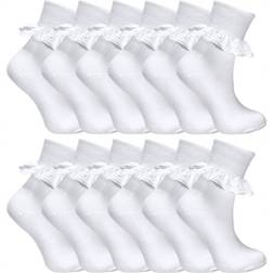 Sock Snob Pair Multipack White Frilly Lace