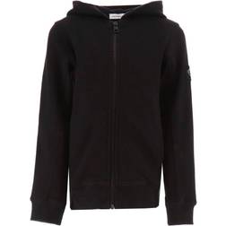 Calvin Klein Kid's Rib Blocking Badge Zip-Up Hoodie - Black