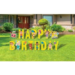 Four Seasons Cocomelon happy birthday yard signs with metal stakes, 16" letters