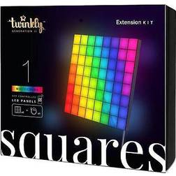 Twinkly Squares Extensions App-Controlled LED Panels with 64 RGB 16 Million Colours Pixels Black Wall Flush Light