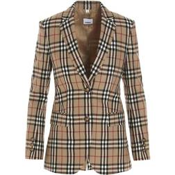 Burberry Vintage Check Wool Blazer - Beige