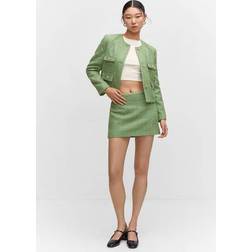 Mango Women's Tweed Miniskirt Pastel Green Pastel Green