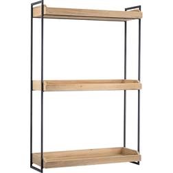 American Art Decor 2.5Ft Wood & Metal 3 Tier Mounted Wall Shelf