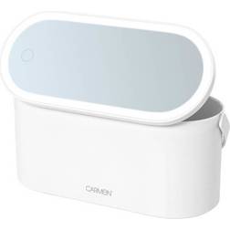 Carmen Portable LED Mirror Cosmetic Storage White