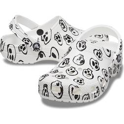 Crocs White Black Classic Skull Print Clog Shoes