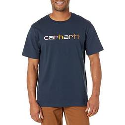 Carhartt Relaxed-Fit Heavyweight Logo Graphic Short-Sleeve T-Shirt for Men Navy