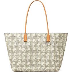 Tory Burch Canvas Basketweave Tote Bag - White