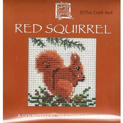 Textile heritage counted cross stitch gift card red squirrel