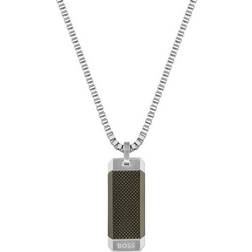 HUGO BOSS Dogtag Necklace - Silver/Green