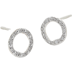 Monica Vinader Riva Circle Stud Earrings - Silver/Diamonds