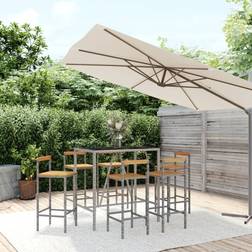 vidaXL 5 Poly Rattan& Acacia Outdoor Bar Set