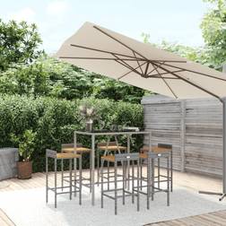 vidaXL 7-tlg. Gartenbar-set Grau Poly Bargruppe