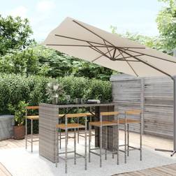 vidaXL 5 Poly Rattan& Acacia Outdoor Bar Set