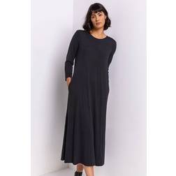 Roman Pocket Jersey Midi Dress in Black