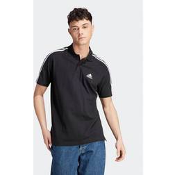 Adidas Mens Cotton 3-Stripes Polo Shirt Black