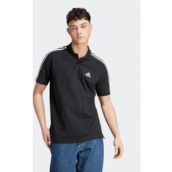 adidas Essentials Piqué Embroidered Logo 3-Stripes Polo Shirt Black