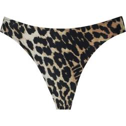 Ganni Leopard Print Cut-Out Bikini Bottom