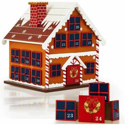 Deuba Advent Calendar Winter Cottage Wood Reusable