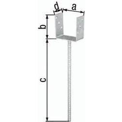 U-pfostenträger stützenschuh balkenträger eta-10/0210 101x100x400x60mm tzn gah