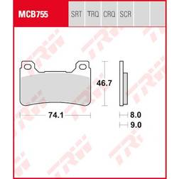 TRW Lucas Bremsbeläge Sintermetall MCB755TRQ 74,1x46,7x8mm