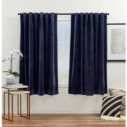 Exclusive Home Gardiner Med Rynkband 2 St 132 cm x 160 cm Marinblå