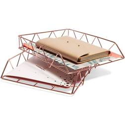 2 Pack Metal Rose Gold Desk Organizer Paper Letter File