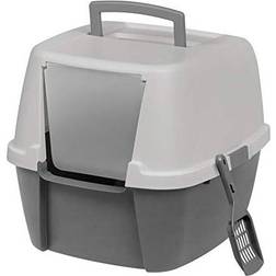 Iris USA Enclosed Cat Litter Box with Front Door Flap & Scoop, Jumbo