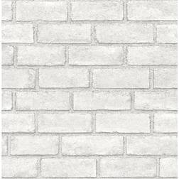 Scott Living District Brick White Self Adhesive Wallpaper White