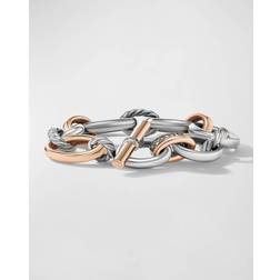 David Yurman DY Mercer Bracelet with Diamonds and 18K Rose Gold in Silver, 25mm