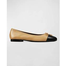 Tory Burch Cap-Toe Ballet Ginger Shortbread/Perfect Black