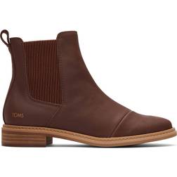 Toms Braune flache Damen-Chelsea-Boots aus Leder Charlie Größe Stiefel Chestnut Chestnut