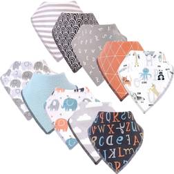 Hudson Baby Unisex Baby Cotton Fleece Bandana Bibs, Alphabet, One Size