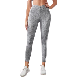 Shein Mulvari Striped Tape Side Leggings - Light Grey