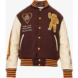 Billionaire Boys Club Mens Brown Brand-appliquéd Boxy-fit Woven Varsity Jacket