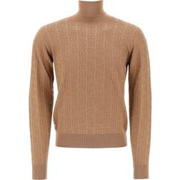 Dolce & Gabbana Silk jacquard turtleneck sweater with DG logo