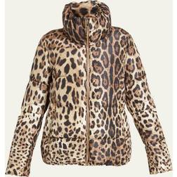 Dolce & Gabbana Wattierte Jacke Aus Nylon Leoprint Frau Mäntel/Gabbana