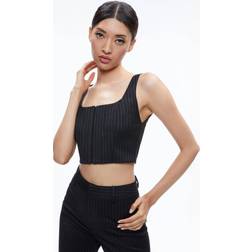 Alice + Olivia and Breslin Corset Top Black Pinstripe