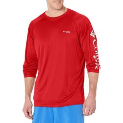 Columbia Men's PFG Terminal Tackle Long Sleeve Shirt Tall- Red XLT