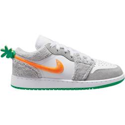 Nike Air Jordan 1 Low SE GS - Light Smoke Grey/White/Stadium Green/Total Orange