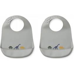 Liewood Tilda Silicone Bib 2-pack Dino Dove Blue Mix