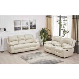 Betsy Furniture Bonded Beige Sofa 85" 2pcs 3 Seater